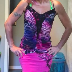 Rouched crochet trim top